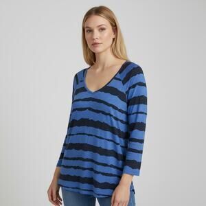 Gramicci Blue Striped Tunic Top Size XL Hemp & Organic Cotton